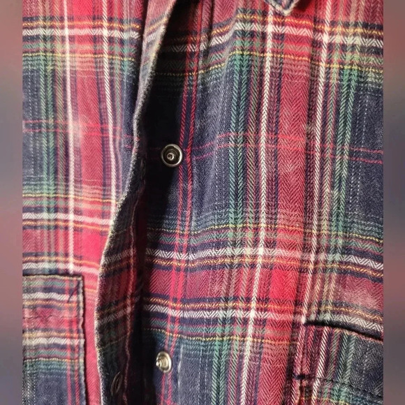 MAURICES Wmns XL Rustic red plaid jeweled collar Snap Shirt Western Rodeo - Picture 5 of 10